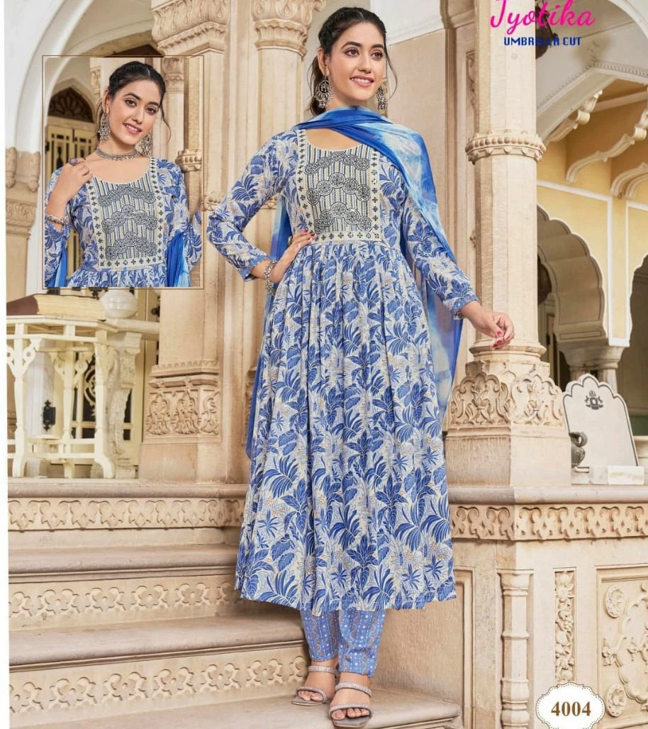 Kavya Jyotika Vol 4 Capsule Foil Print Wholesale Readymade Salwar Suit Catalog — Wholesale Salwar Suits, Kavya wholesale from Surat — view 1